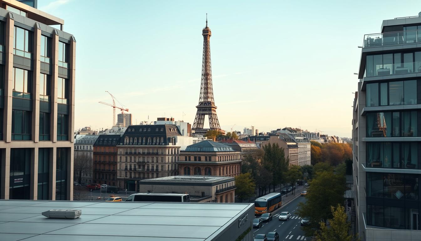 Paris business district with the Eiffel Tower in the background, showcasing France's economic landscape for starting a business in France